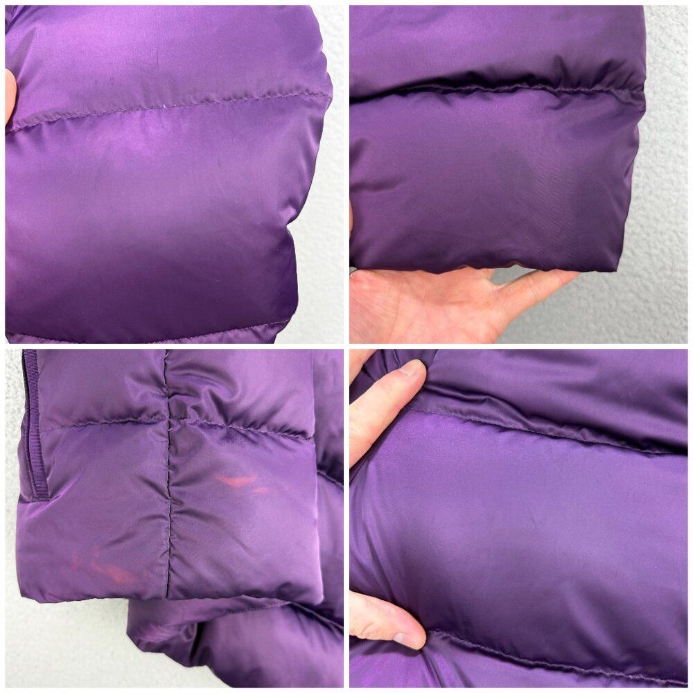 Tory Burch Sport Jacket Womens Extra Small XS Purple Down Puffer Cropped Satin 2 - Picture 9 of 11